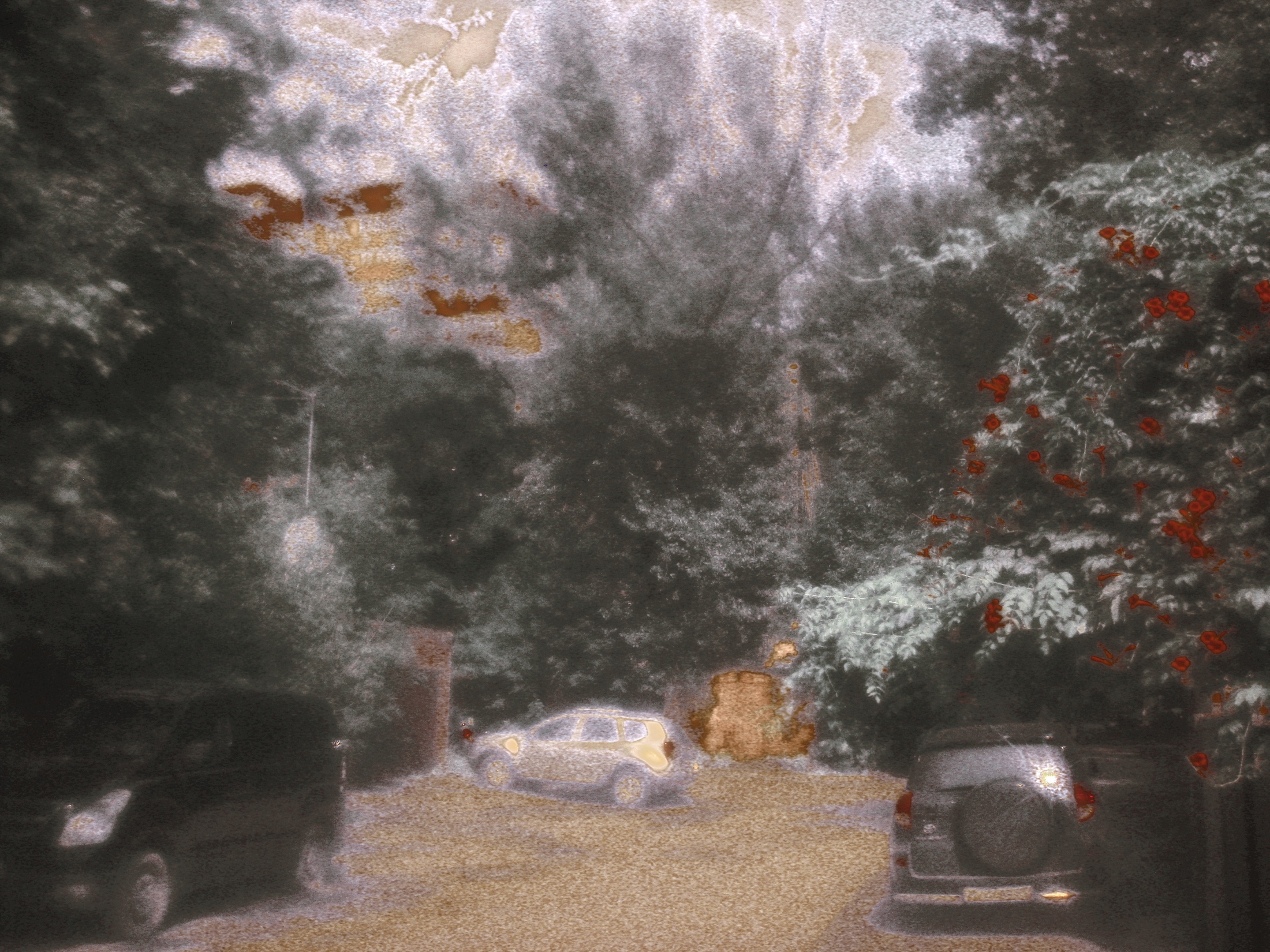 A dark entrance in the Nansen Street area, partly obscured by a handmade optical filter.